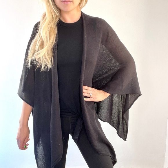 Anthropologie Wooden Ships Black Cape Poncho Sweater - Picture 1 of 11